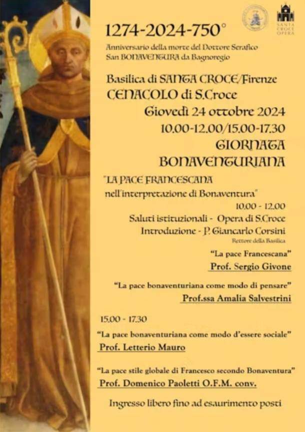 “La pace francescana nell’interpretazione di Bonaventura” – Giovedì 24 Ottobre 2024